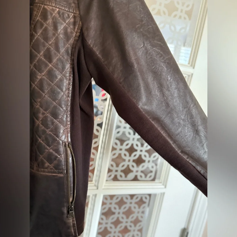 Maurices Quilted Dark Brown Faux Leather Jacket, XL - Picture 6 of 8